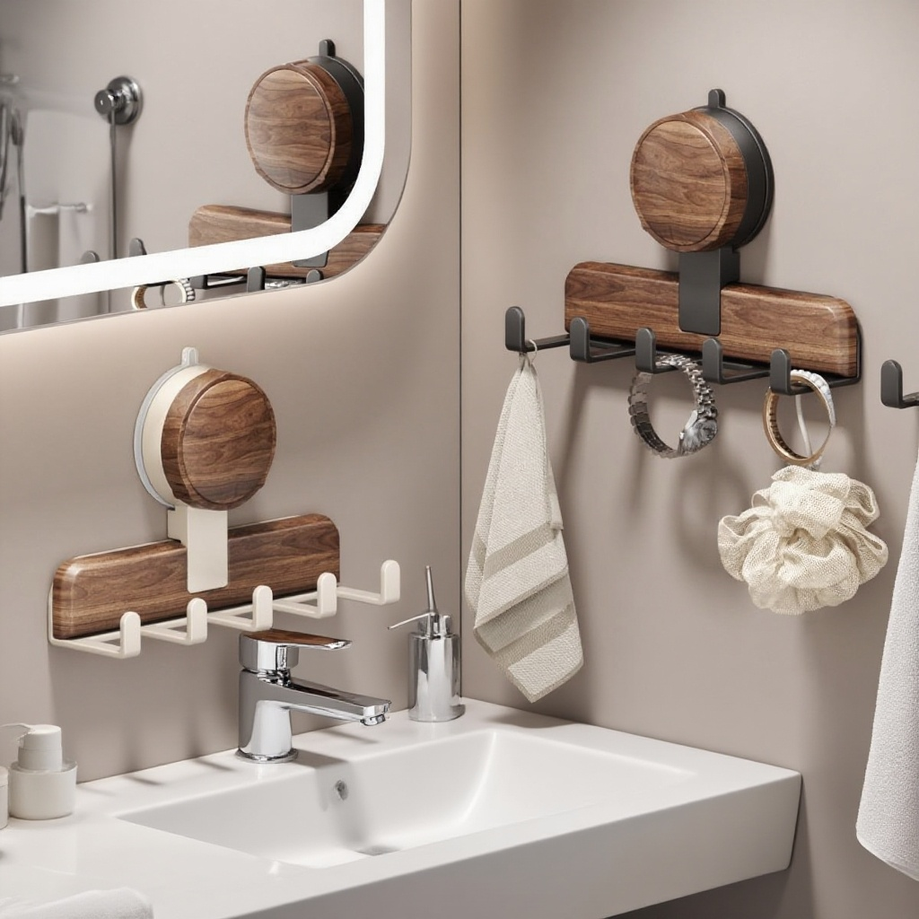 Walnut suction cup hook