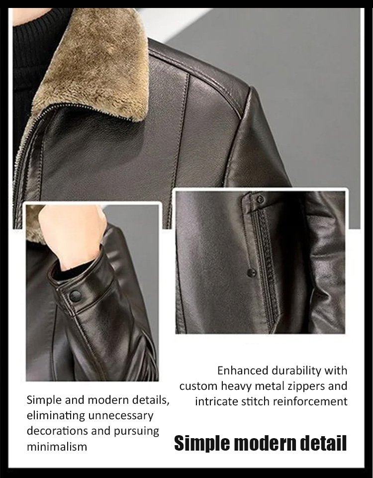 Men's Leather Jacket with Fleece and Thickening