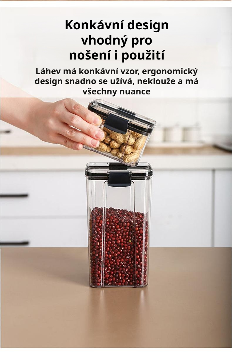 Kuchyňská skladovací dóza s praktickou sponou