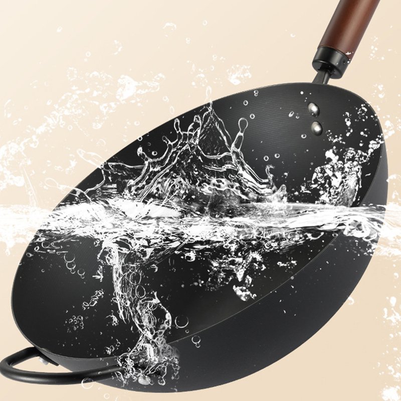 너도밤나무 손잡이 철 프라이팬