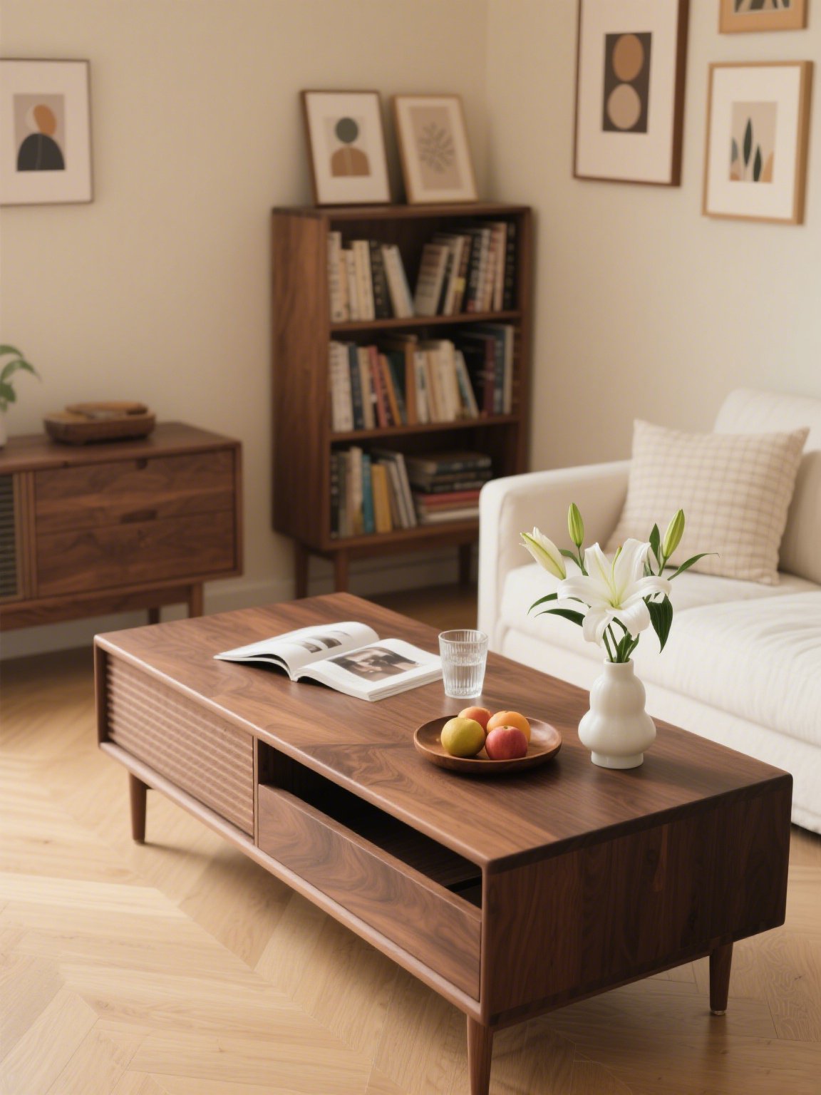 モダンデザインのリビング収納テーブル