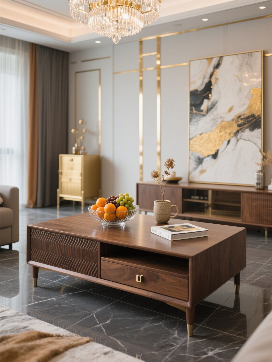 引き出し付きコーヒーテーブルの収納スペース