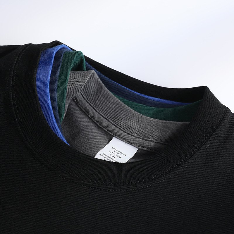 メンズとレディースコットンルーズラウンドネックブランクヘビーウェイトボトムシャツ無地ルーズ半袖Tシャツ