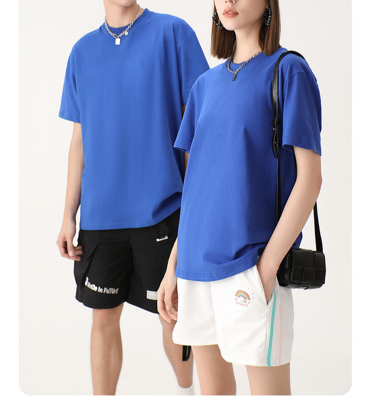 男女兼用のコットンルーズ半袖Tシャツ正面写真