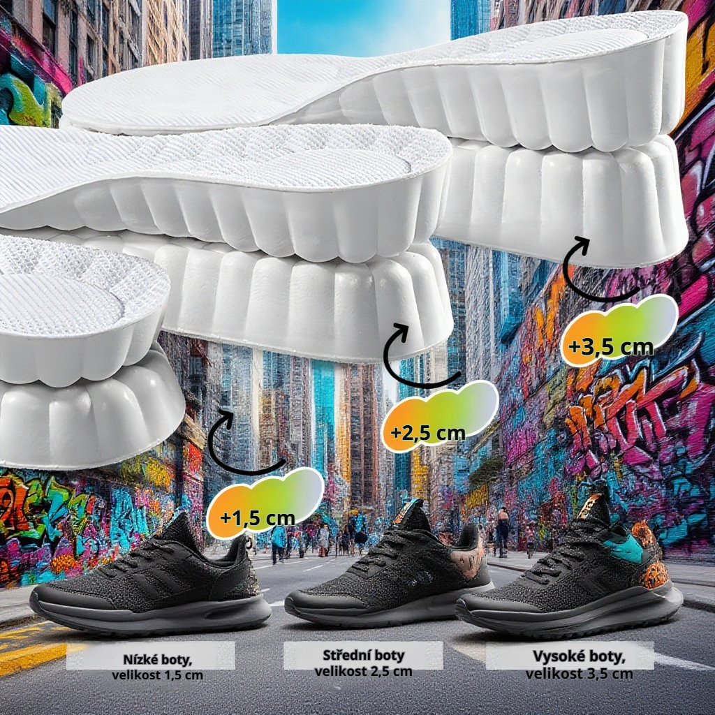 Sportovní pohodlné zvyšovací vložky, měkká podrážka, tlumení nárazů, pro muže i ženy