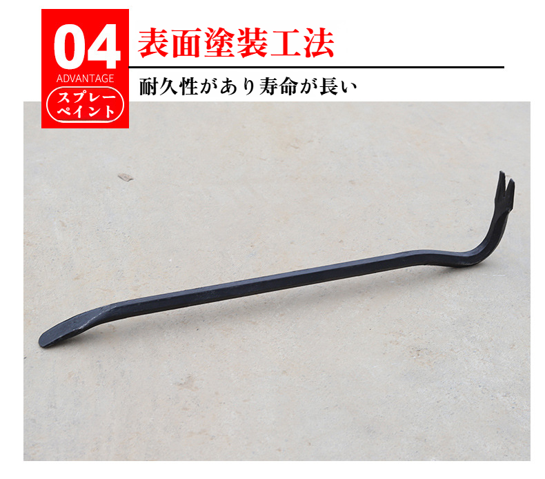 滑り止め付きグリップのバール釘抜き