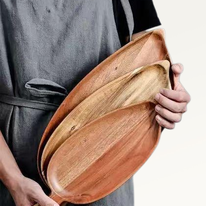 간식 플래터 나뭇잎 모양 접시 아카시아 치즈 스시 플레이트