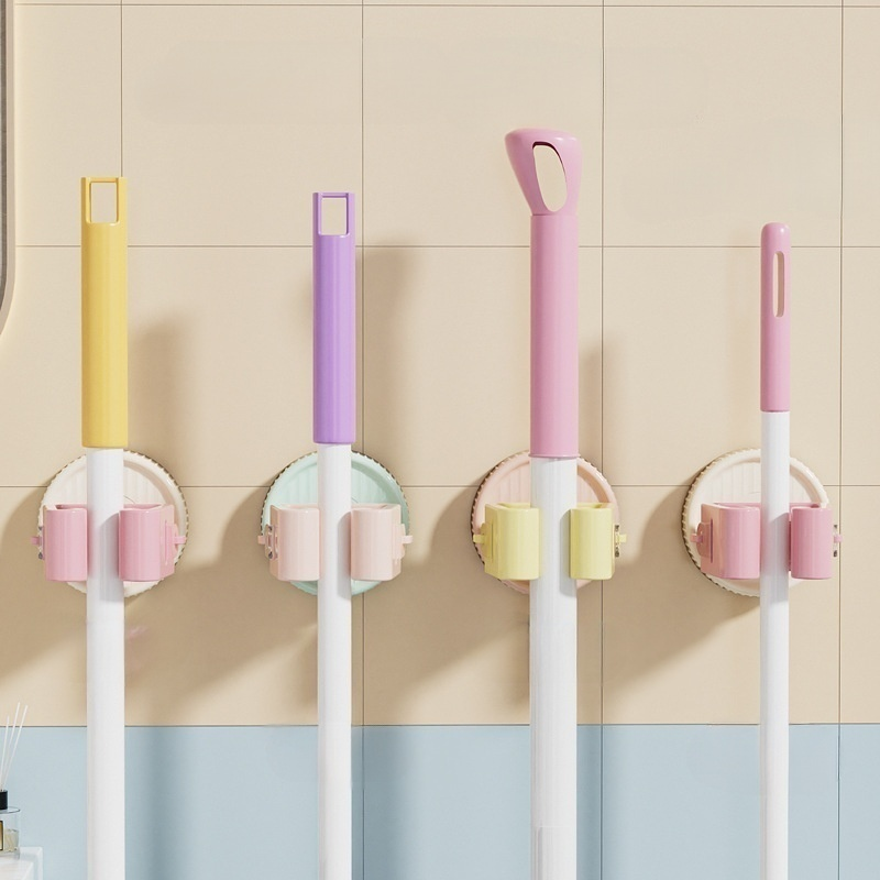 화장실 문 뒤 벽걸이 밀대걸이 편리한 빨판 펀치프리 벽걸이 벽수납 미끄럼방지 밀대걸이 벽수납선반