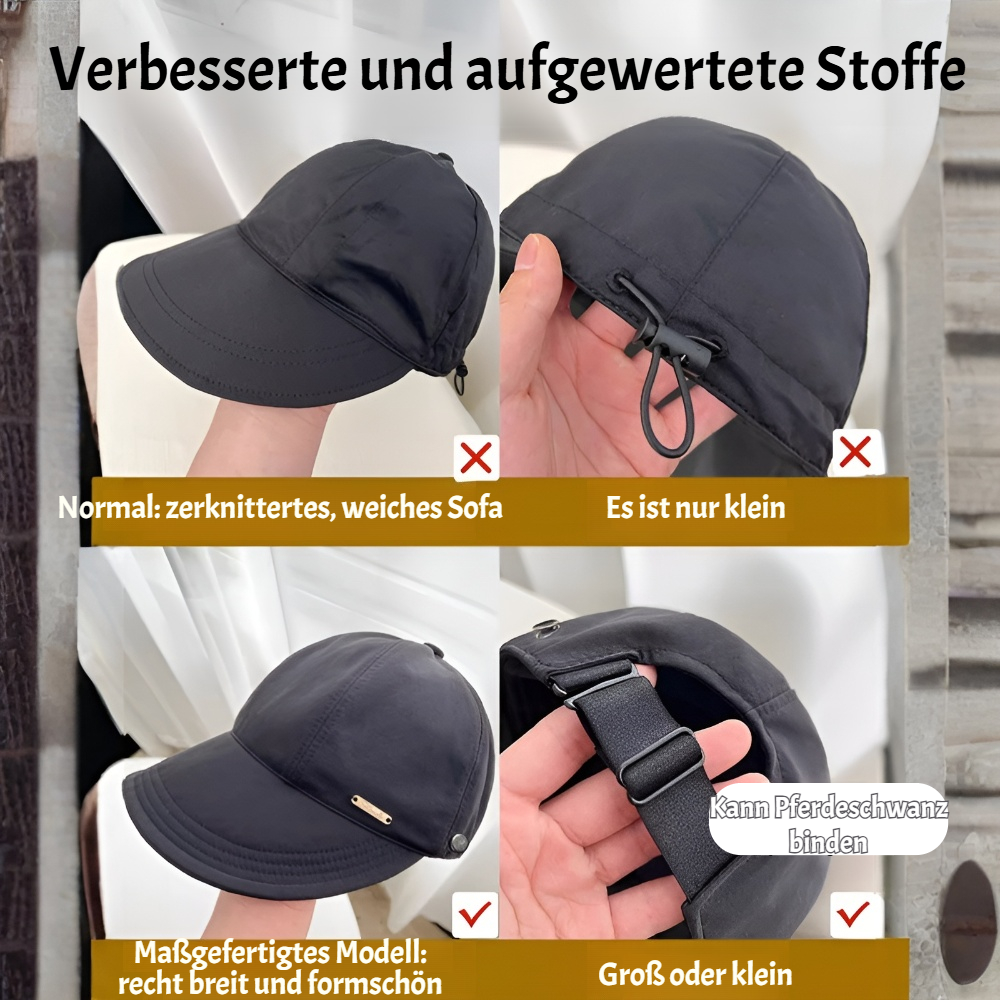 Sonnenkappe mit breitem Schirm für Reisen und Ausflüge