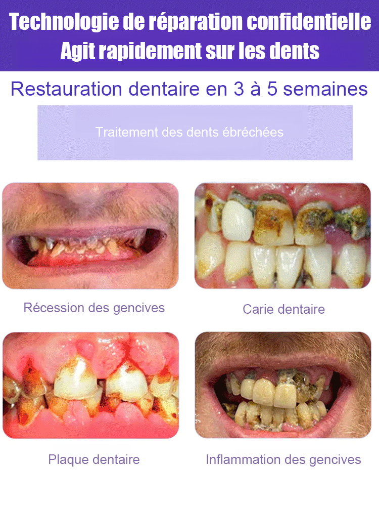 Poudre dentaire minérale pourpre pour restauration dentaire