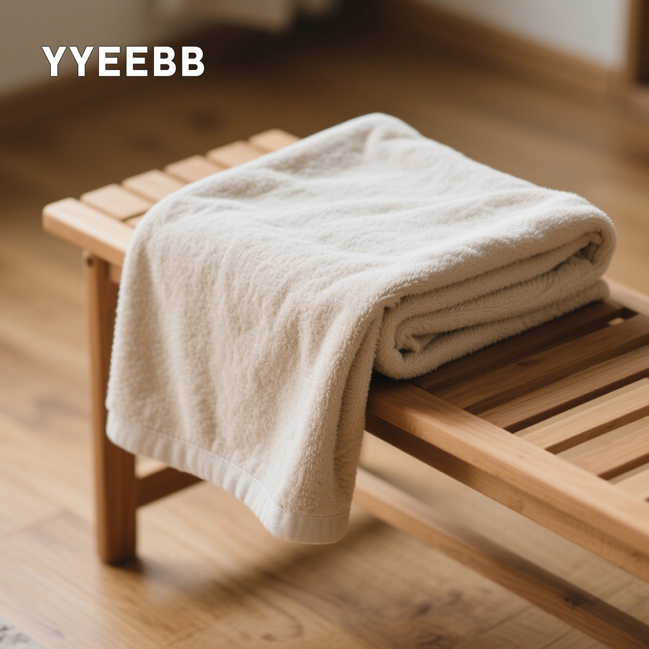 Detal tkaniny beżowego ręcznika kąpielowego