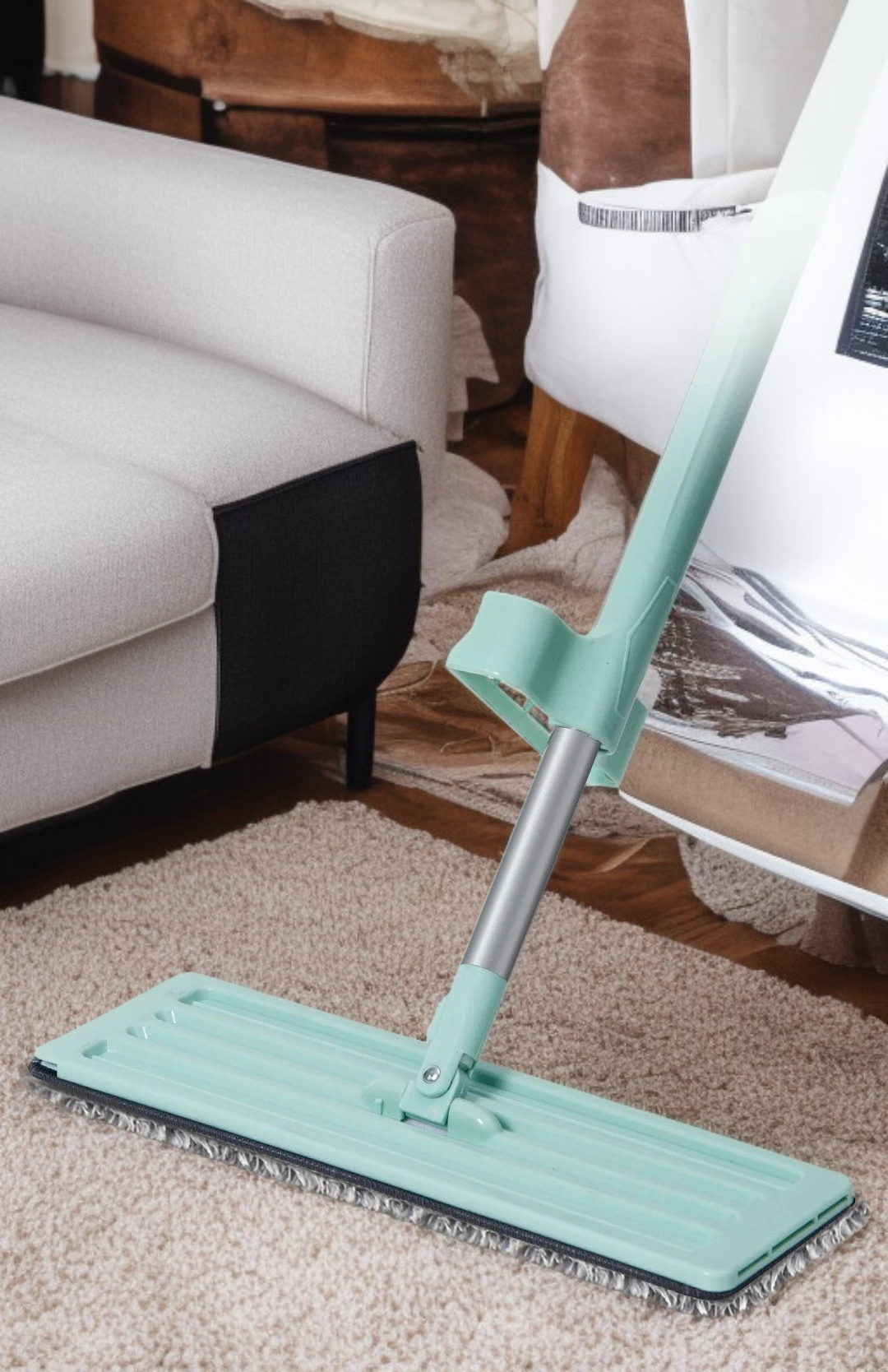 Wooden Floor Mop with Durable Microfiber Head