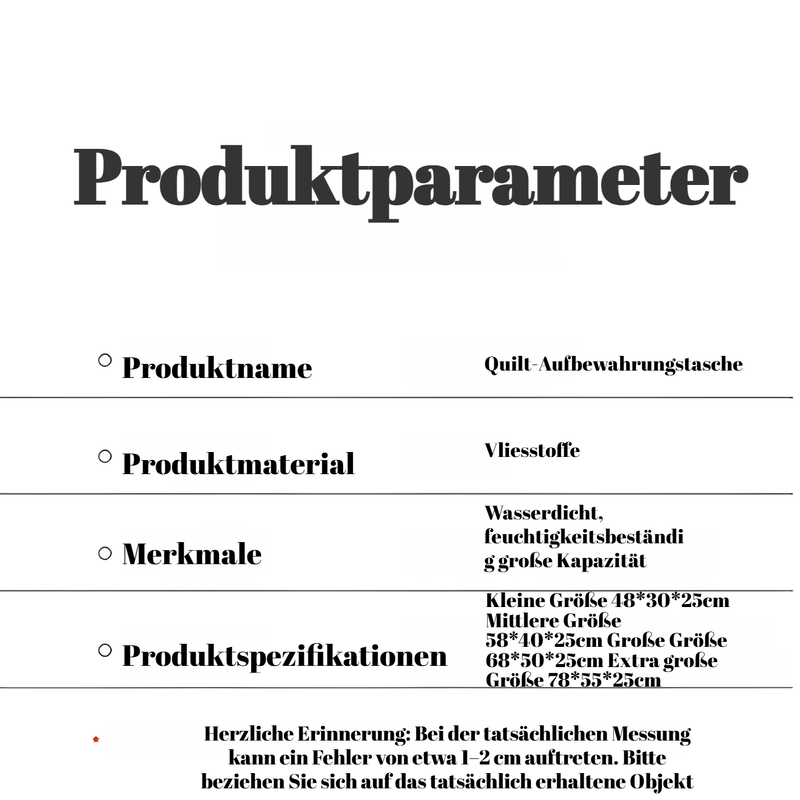Große Aufbewahrungstasche für Bettdecken und Kleidung