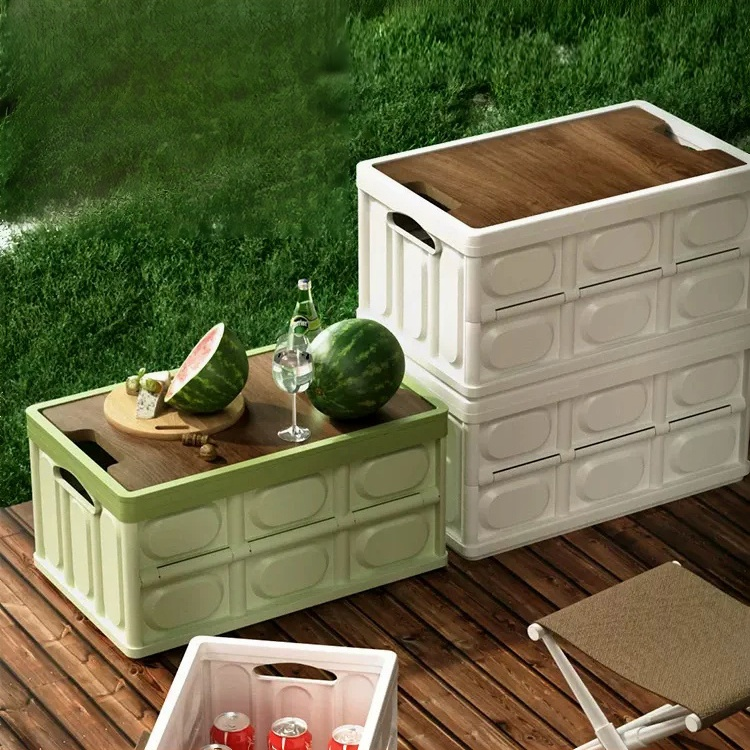 [멀티 수납] 나무뚜껑 다용도 접이식 수납함