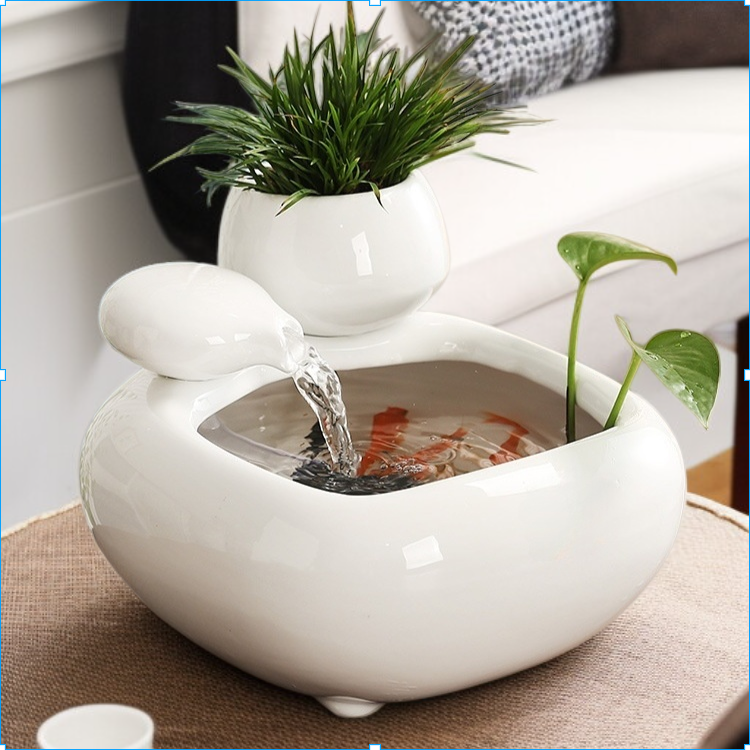 セラミック水循環水幸運オフィスデスクトップ装飾コーヒーテーブル噴水水景小さな装飾品オープニング