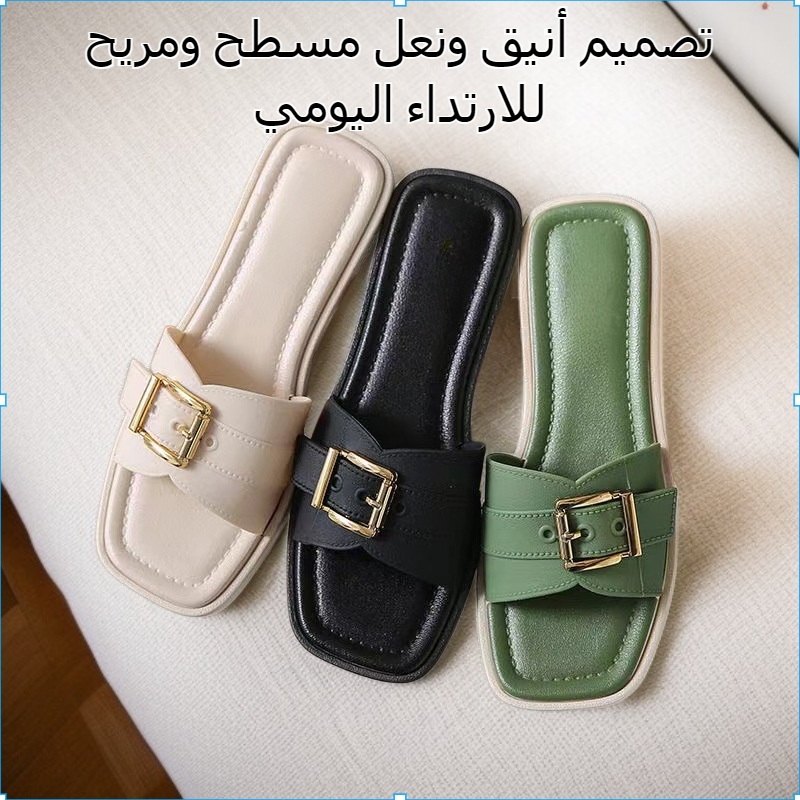 نعال نسائية للارتداء في الهواء الطلق في الصيف، نمط جديد، اتجاه الموضة، شبشب مسطح غير قابل للانزلاق