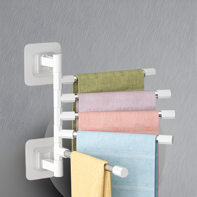 バスルームパンチフリー壁掛け回転タオルラックバスルームラック多層吊り下げロッドトイレ吊り下げ折りたたみ