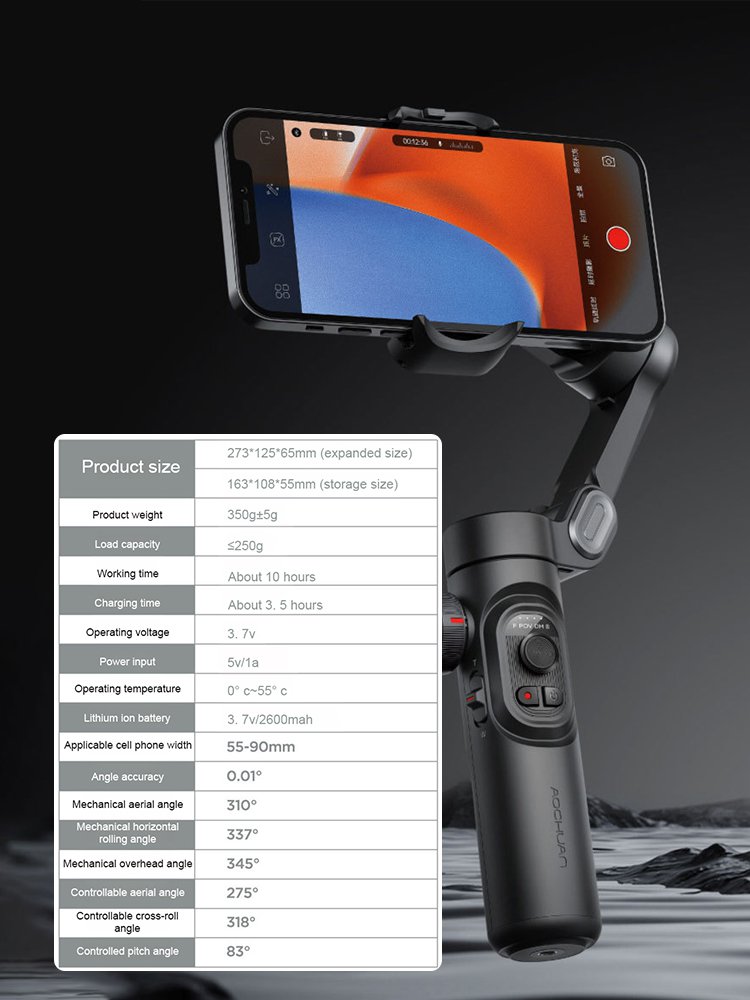 [Intelligent anti-shake face tracking] Folding three-axis handheld gimbal