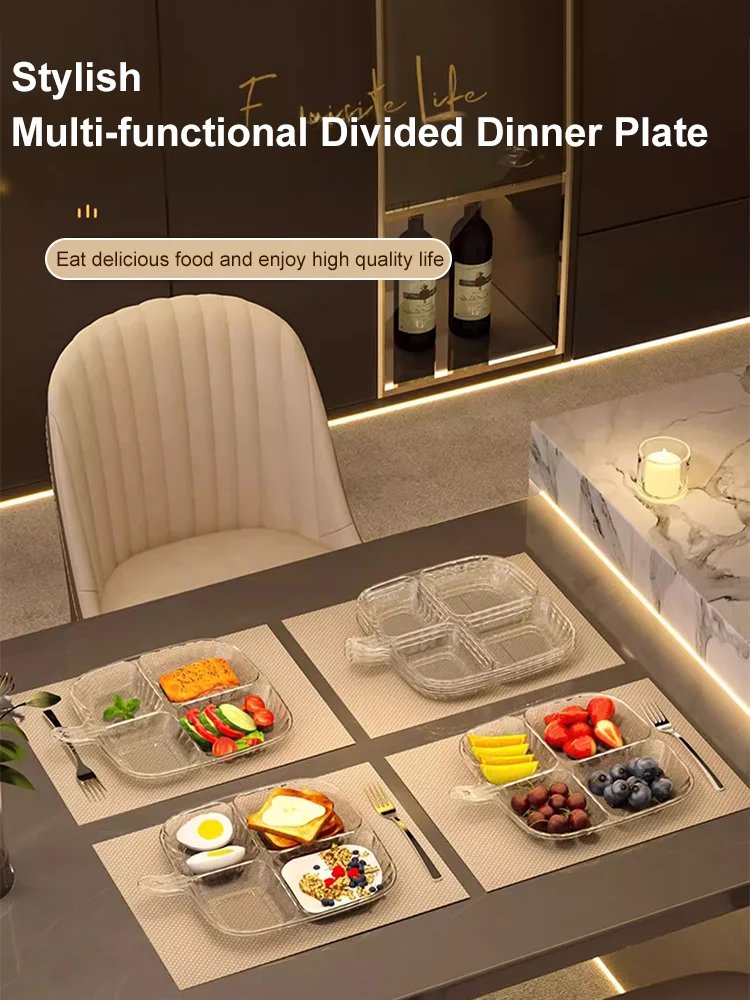 [Fashion Tableware] Multi-functional Divided Dinner Plate with Handle