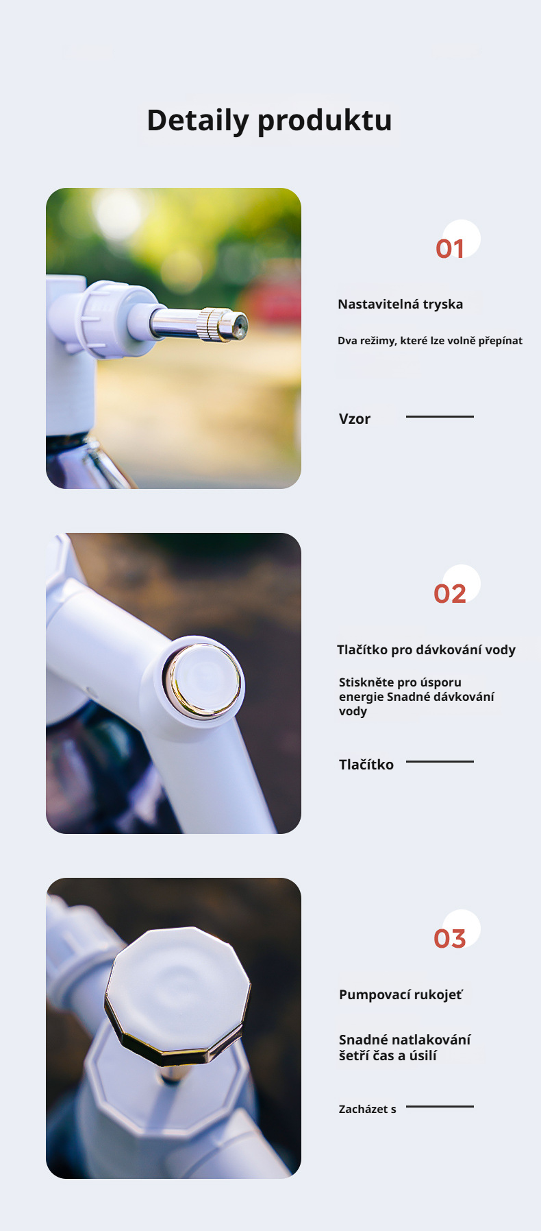 Ergonomická rukojeť pro pohodlné používání postřikovače