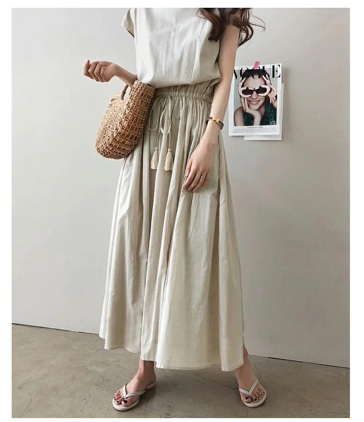 シンプルでおしゃれな綿麻ワンピースのディテール