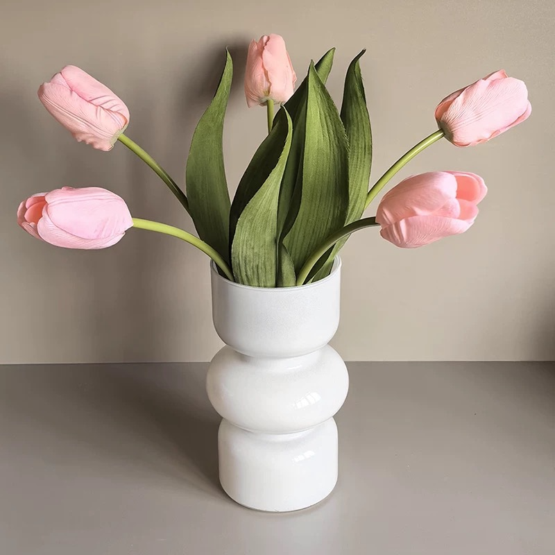 Retro Cream Style Tulip Plastic Living Room Desktop Art Flower Vase