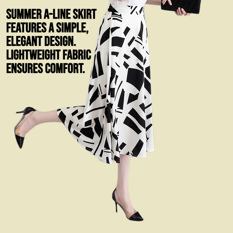 Summer simple temperament half body A-line skirt