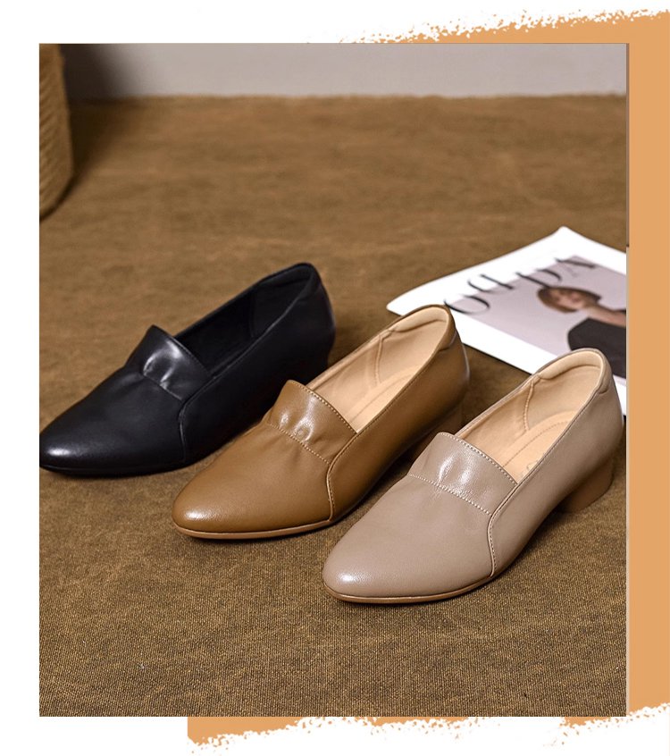 حذاء جلد طبيعي للنساء مع دعم قوس القدم