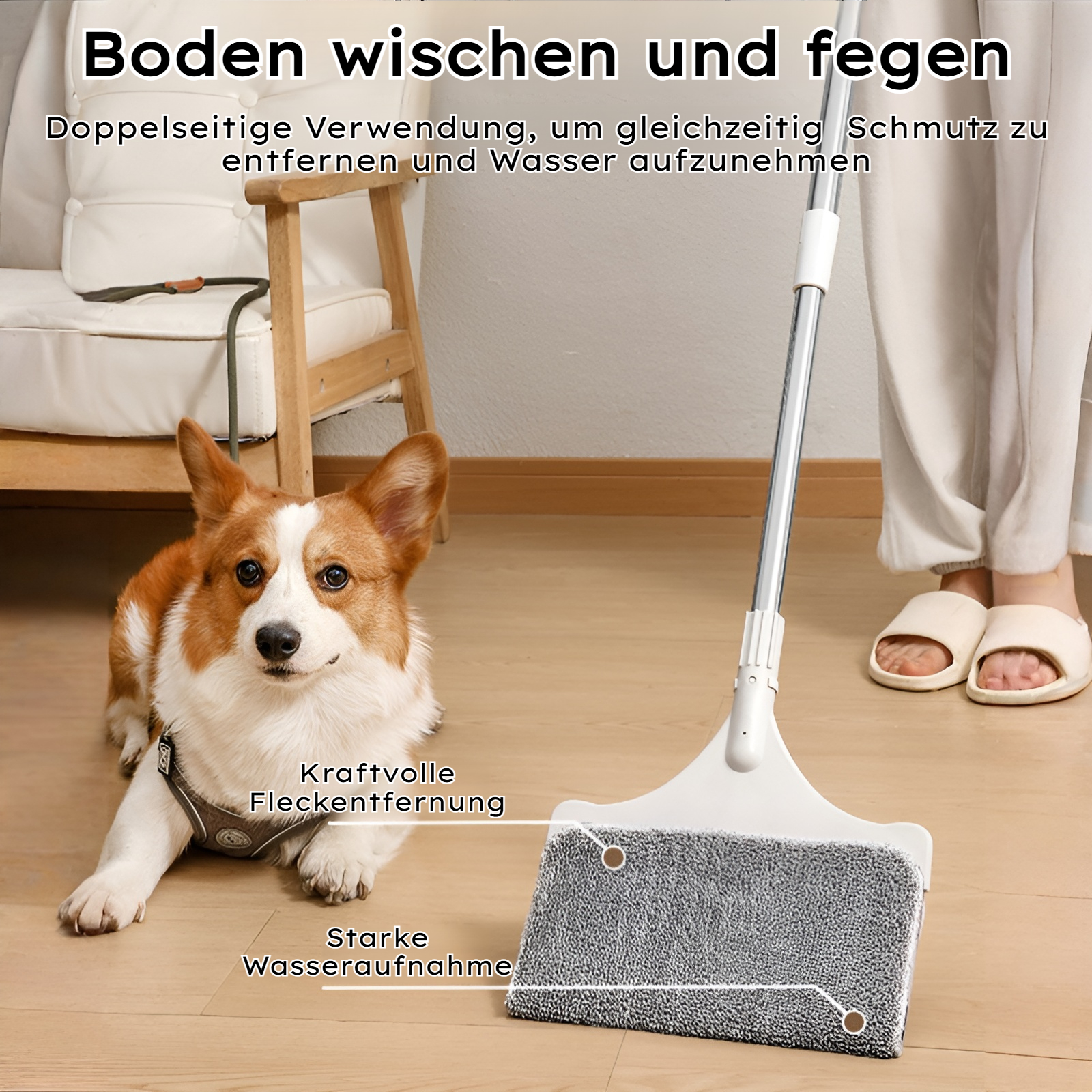 Flexibler Mop Kopf für schwer erreichbare Ecken