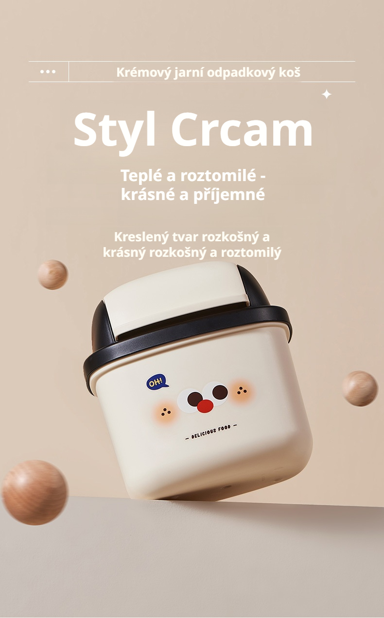 Detail víka stolního koše na odpadky