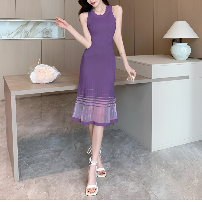 다양한 각도에서 본 아이스 실크 원피스