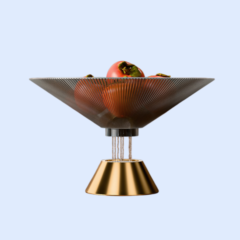 모던 스트라이프 배수 높은 과일 접시