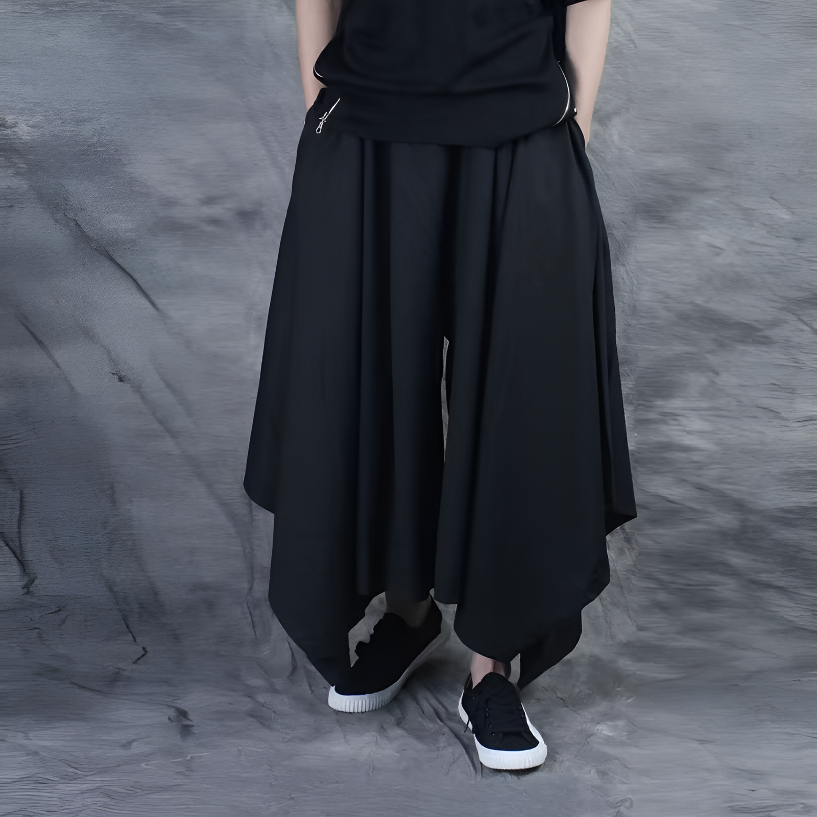 Culottes Lockere Hose im antiken Stil, unregelmäßiger Schlag, große Größe, weites Bein, Nischenhose 