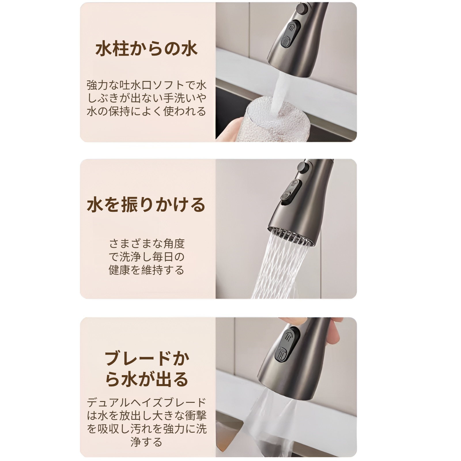 JMY キッチンシンク引き出し式蛇口 家庭用シンク洗面台用回転式温水・冷水蛇口