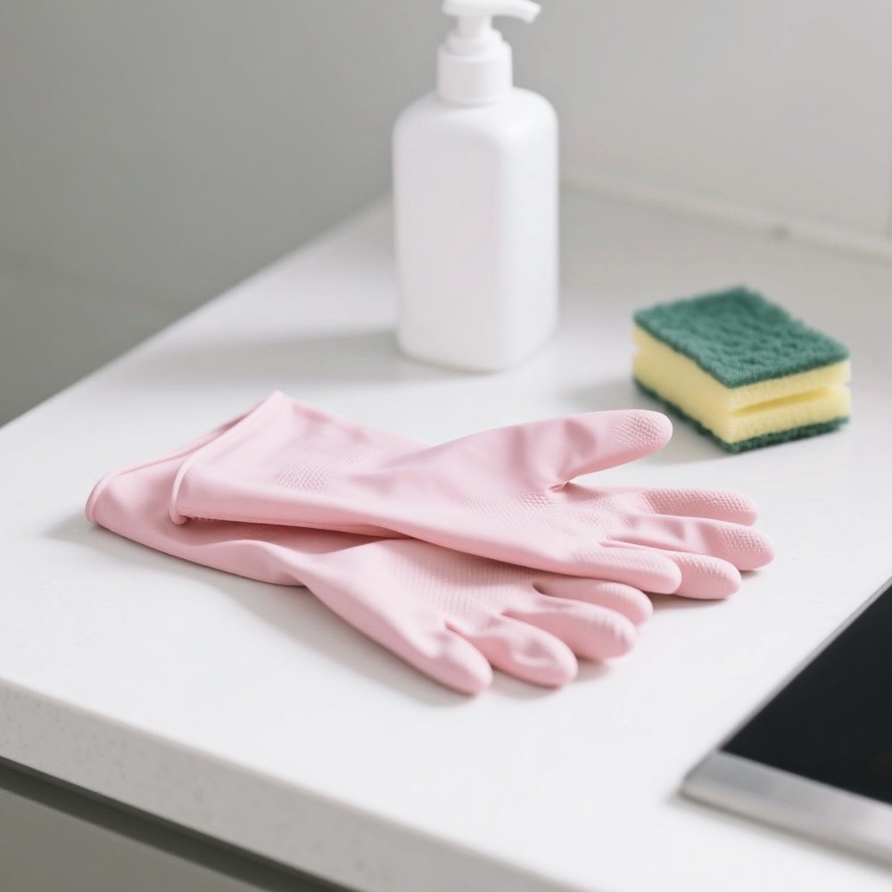  ピンク色のラバーグローブ（2組）