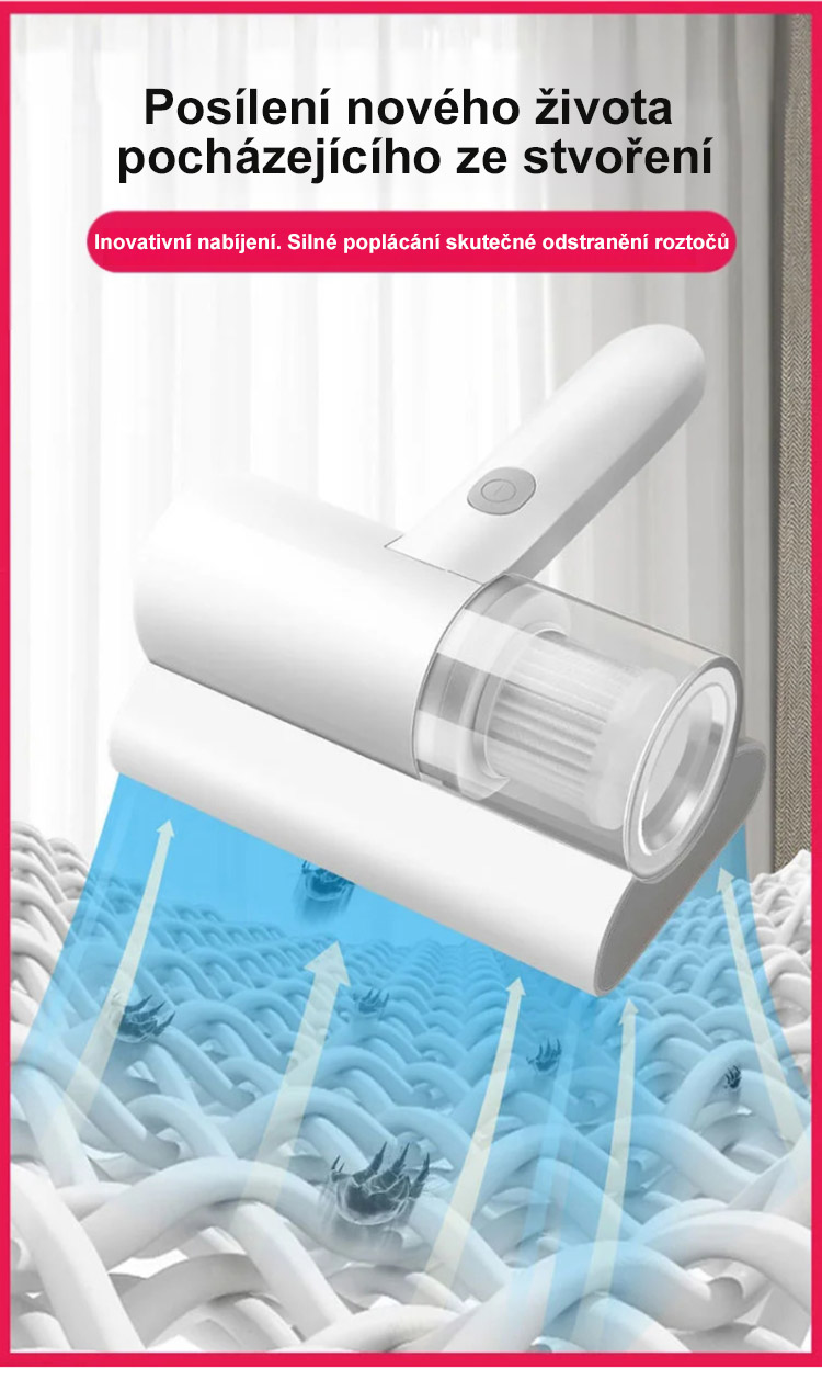 Odstraňovač roztočů JL při použití na posteli