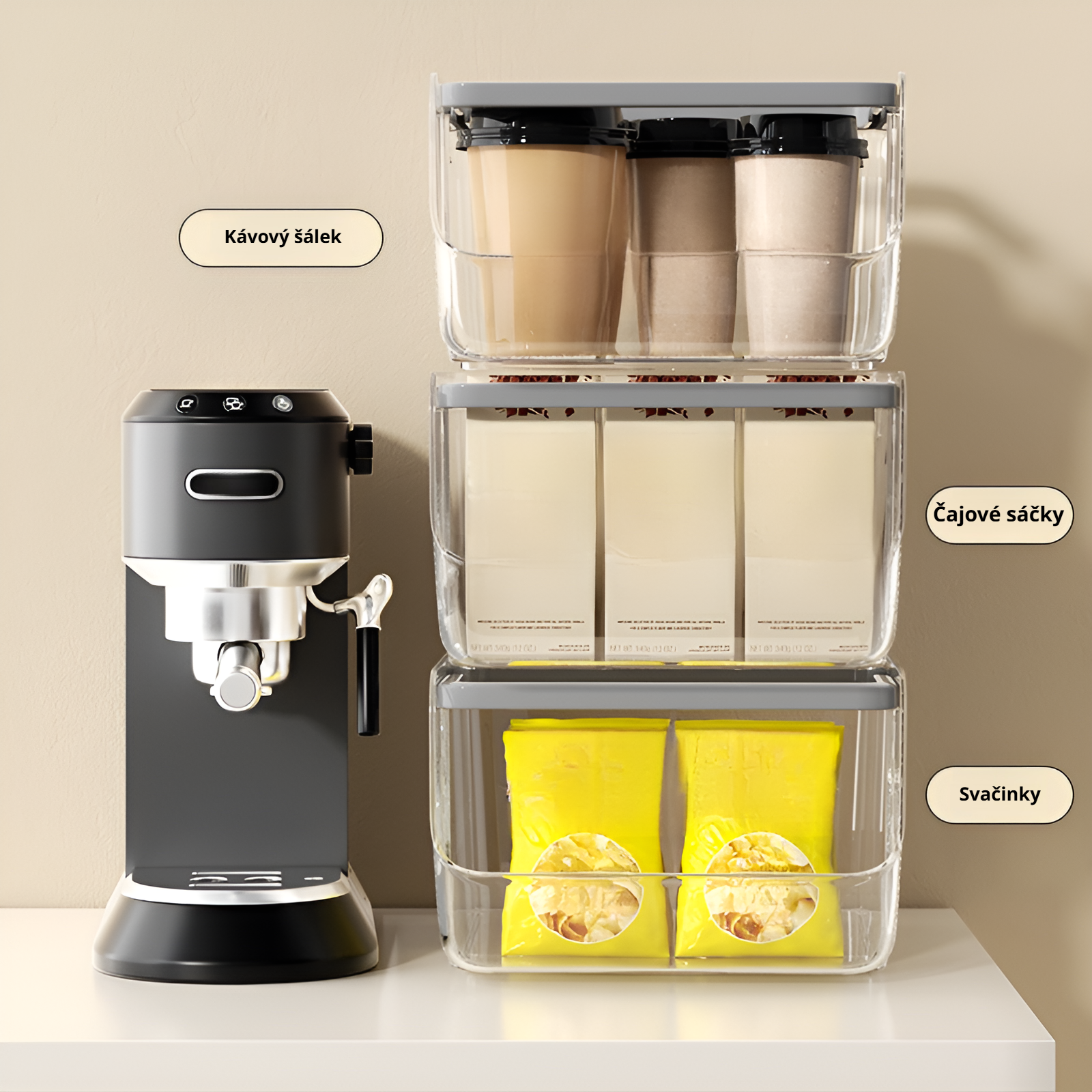 Průhledný akrylový zásuvkový organizér na stůl