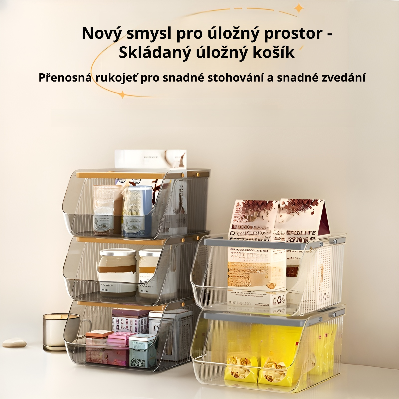 Průhledný akrylový zásuvkový organizér na stůl – celkový pohled