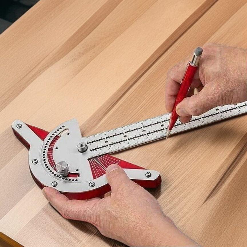 Vielseitiges Kantenlineal mit Zoll- und metrischer Skala