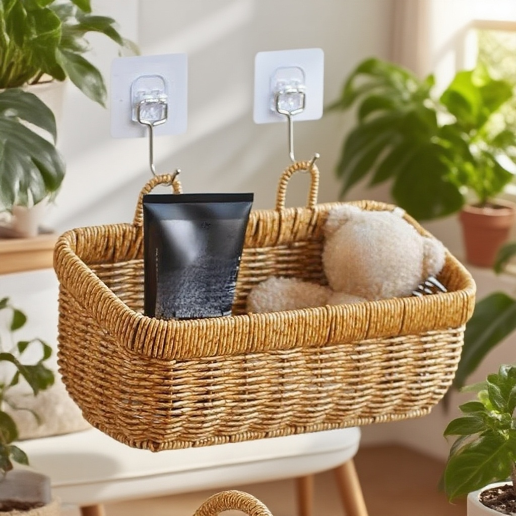 등나무 부엌 생강 마늘 수납 광주리