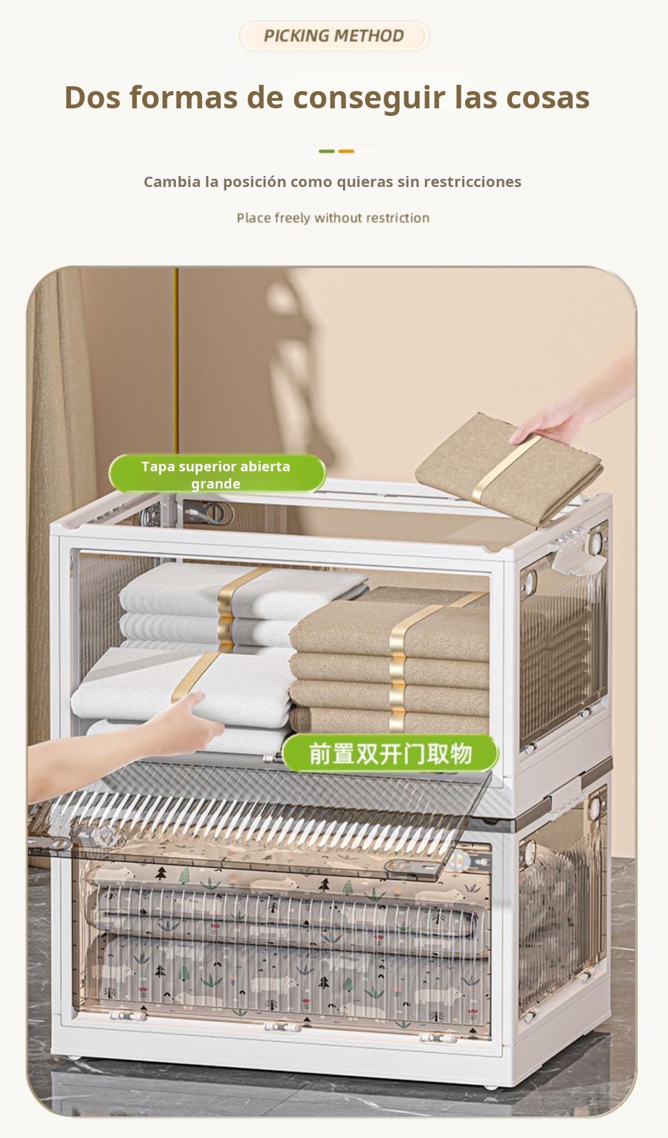 Detalle de caja de almacenamiento de plástico grueso