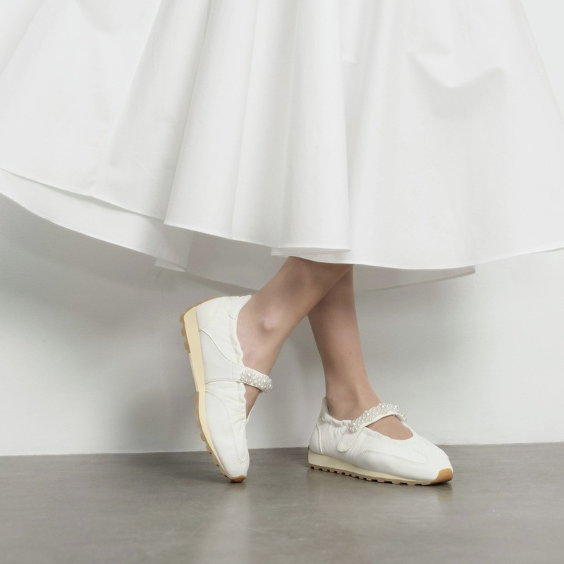 슈즈 여 봄여름 메리제인 펌프스 운동화 일자 스트랩 진주 통굽 발레 덕훈화