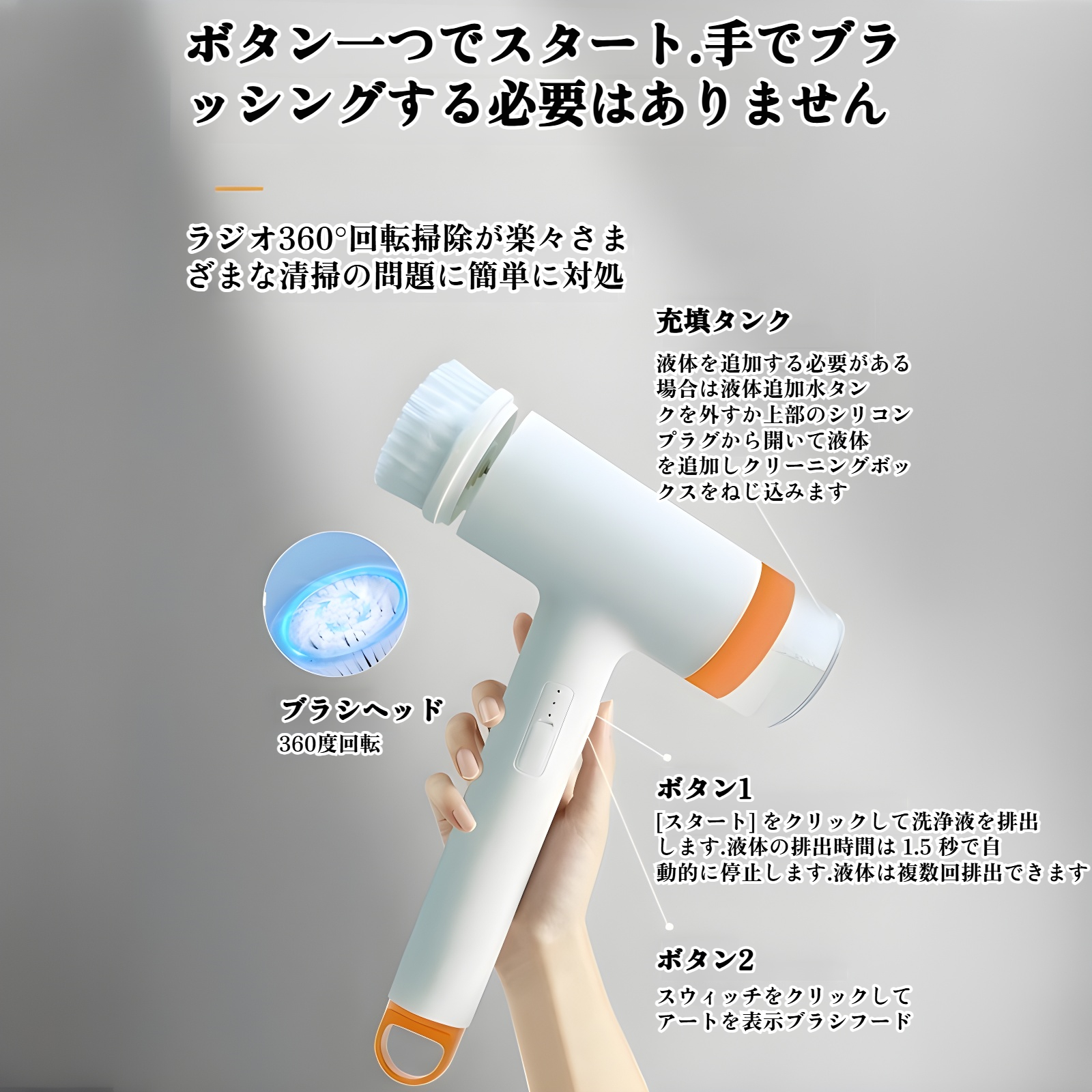電動掃除ブラシ 洗浄液付き電動掃除ブラシ キッチンフロアブラシ マルチブラシヘッド交換用隙間ブラシ
