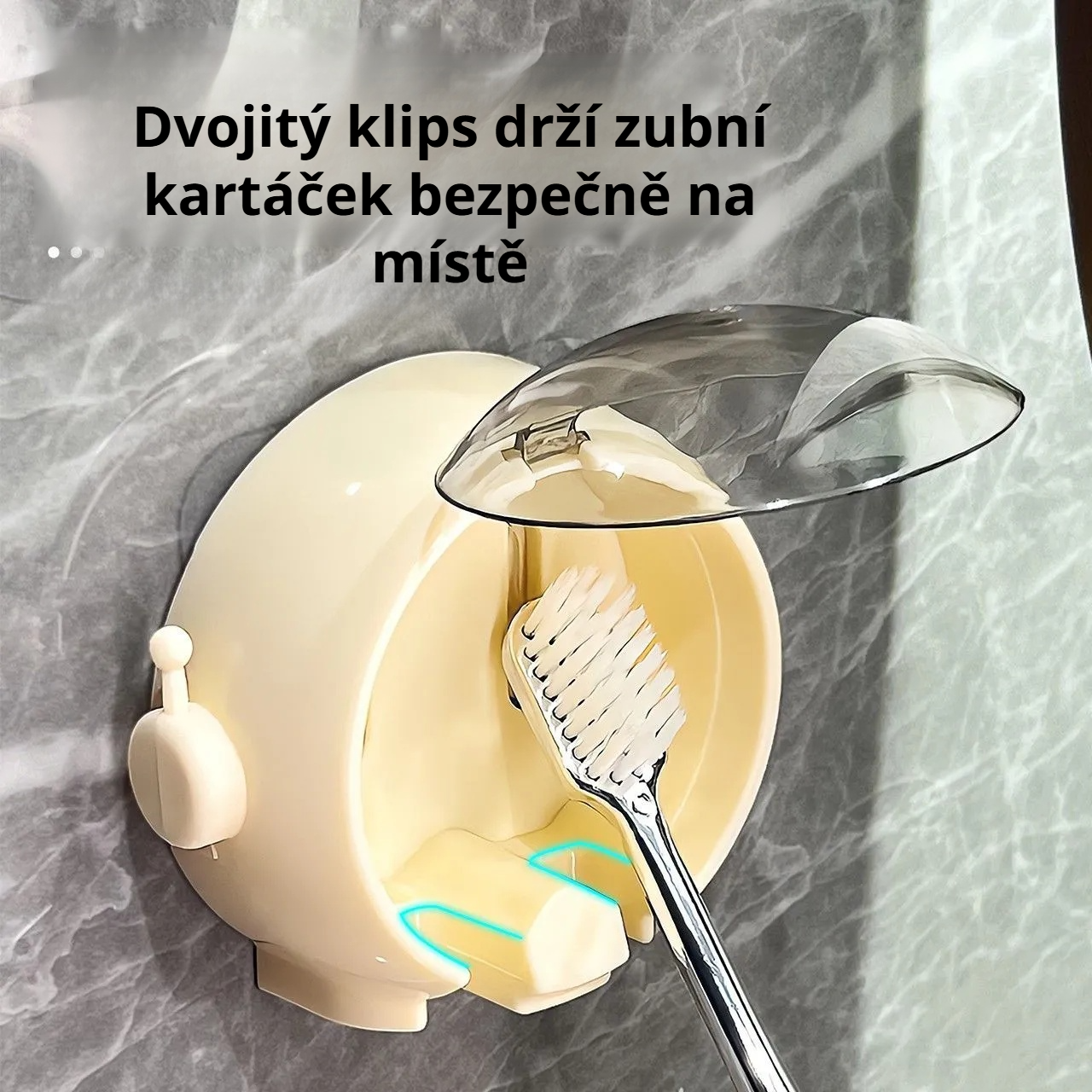 Nástěnný držák na zubní kartáčky astronaut s dvěma sloty na karty
