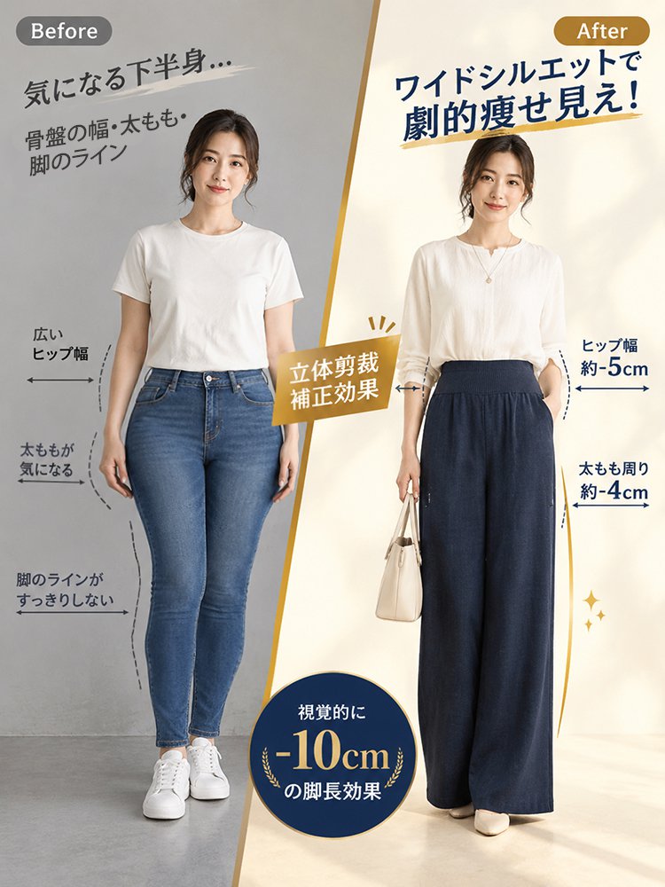 【美シルエット】ハイウエストカジュアルリブパンツ