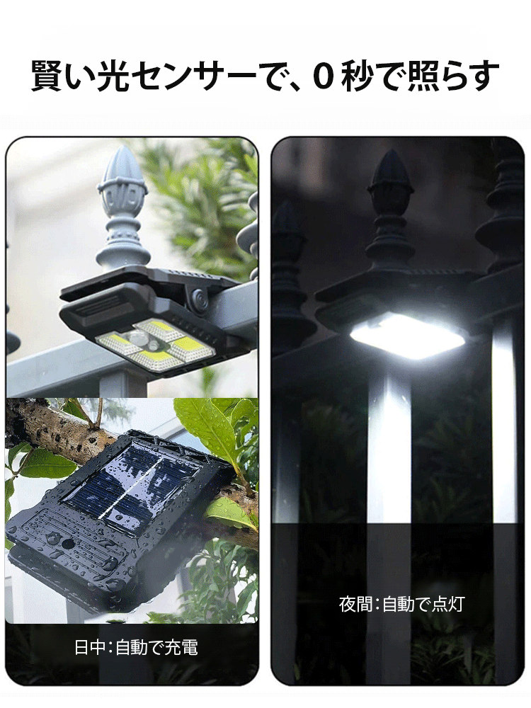 クリップ式ソーラーセンサーライト