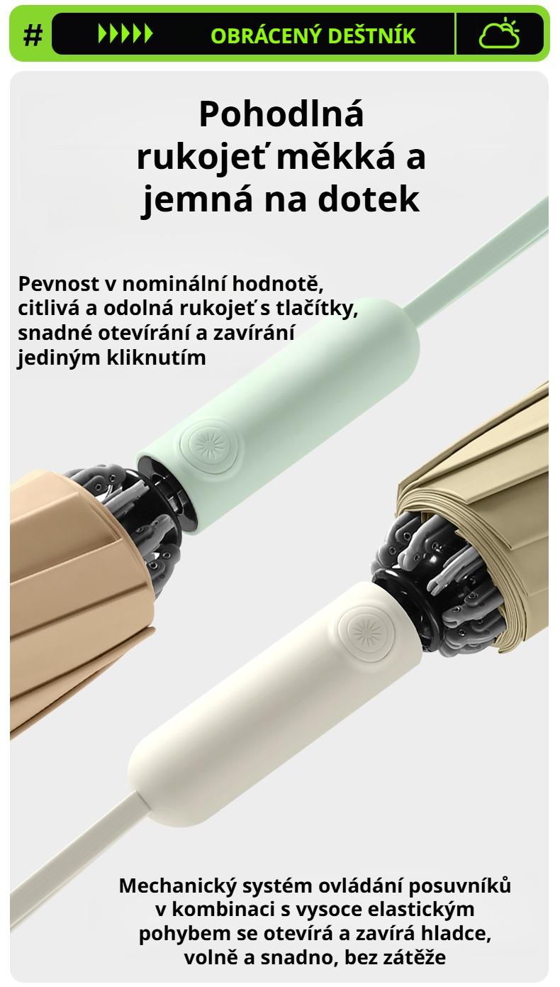 Kompaktní design deštníku pro snadné přenášení