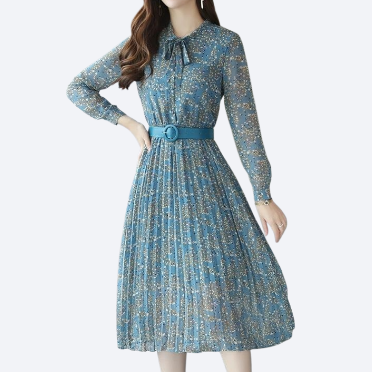 기품 시폰 슬림 플라워 롱 스커트