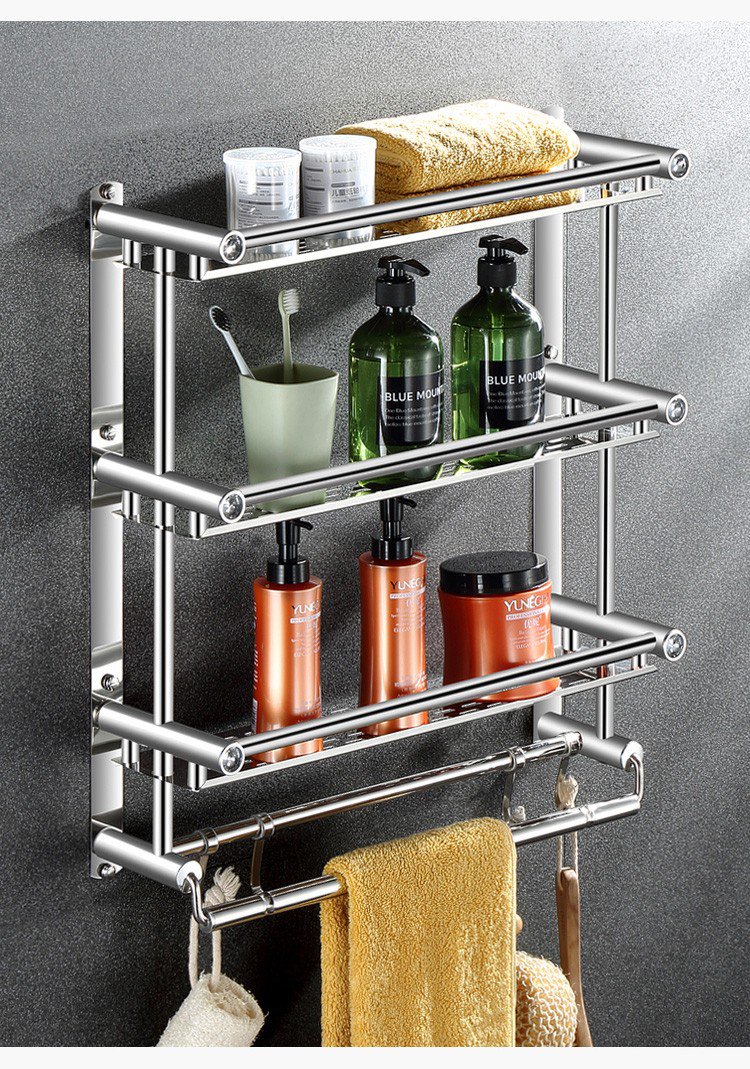 穴開け必要無し多機能バスルーム収納棚