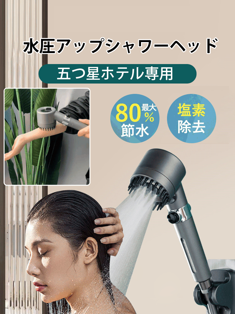 【五つ星ホテル仕様】高圧節水型シャワーヘッド